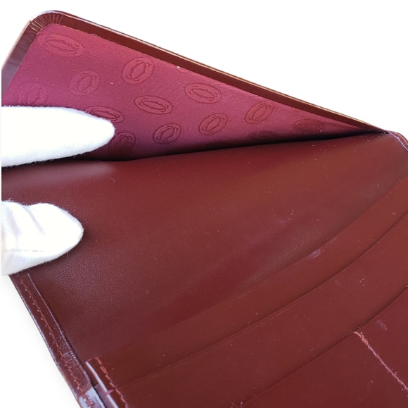 💯 CARTIER Wallet mast line Bordeaux leather Authentic - Picture 11 of 14